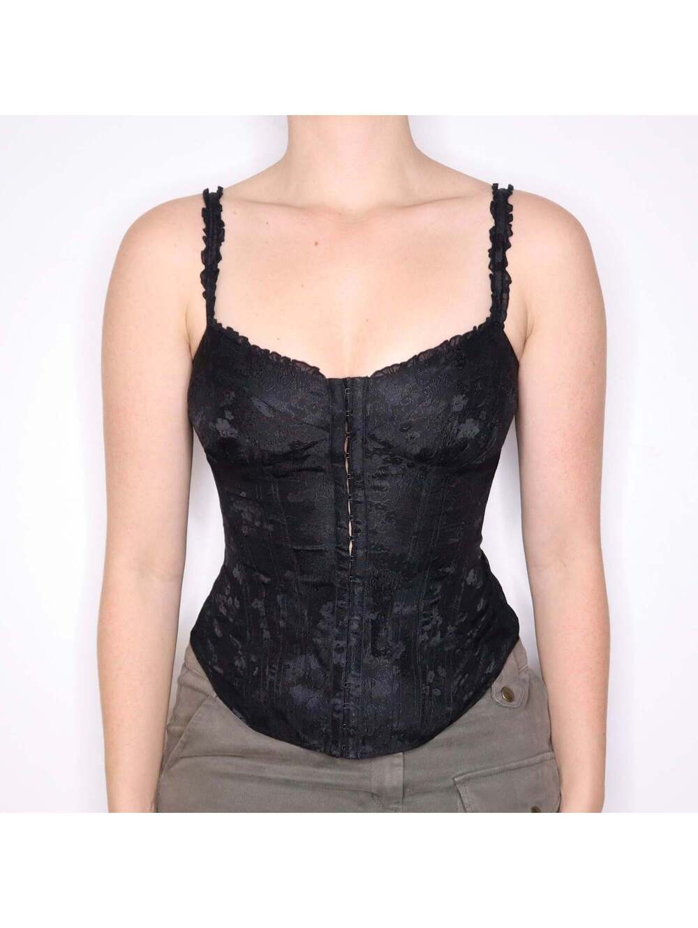 Y2K Bebe Black Silk Corset Top (S)